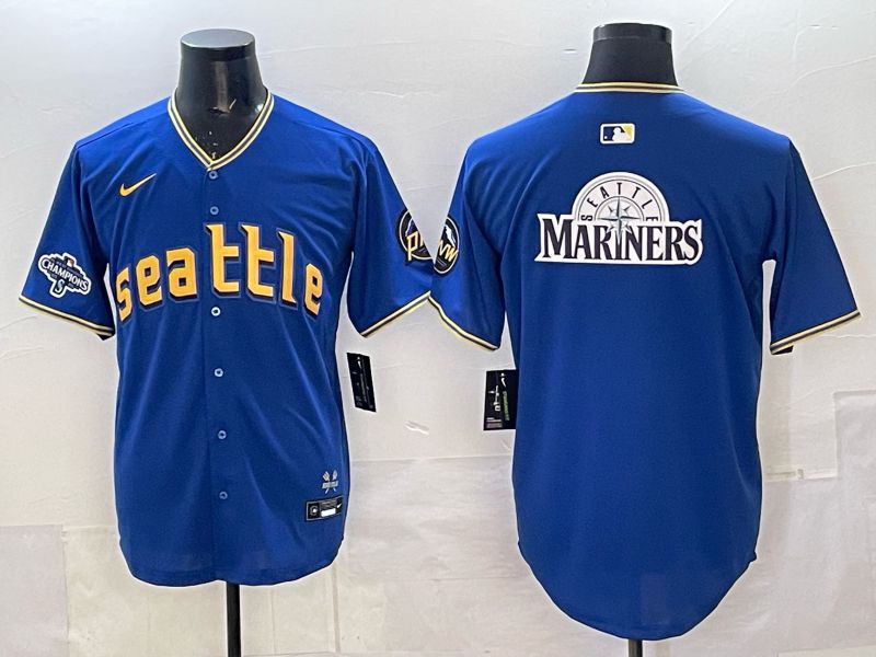 Men 2025 Seattle Mariners Blank Blue City Edition Nike MLB Jersey 28